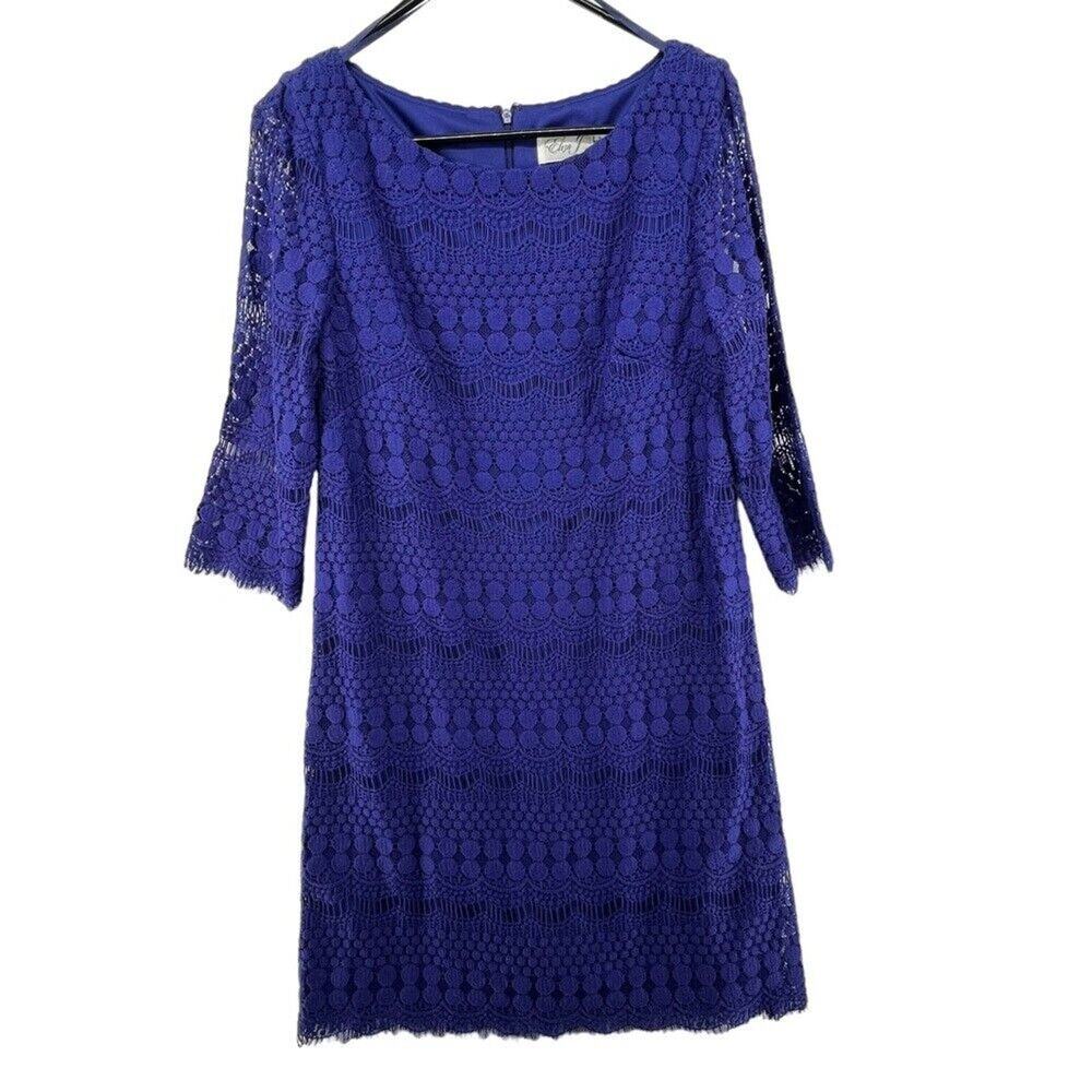 Eliza J Purple Dress Size 12 Full Lace Knee Length Special Event Easter Church